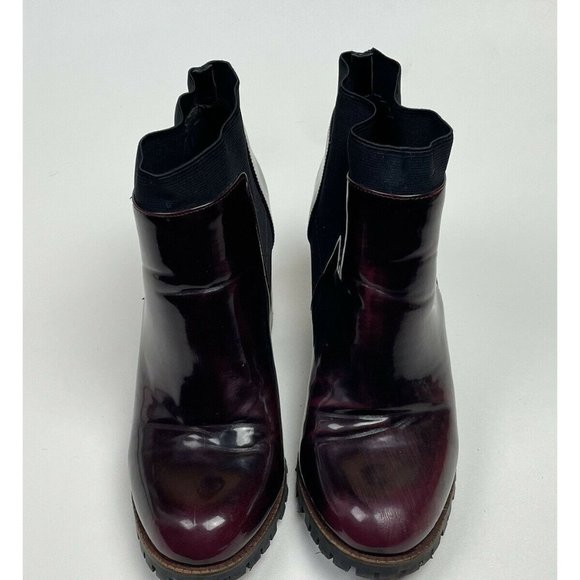 Steve Madden Women's Oxblood Leather Chunky Lug Boots Antyy Chelsea Ankle SZ 9.5 - Picture 6 of 12